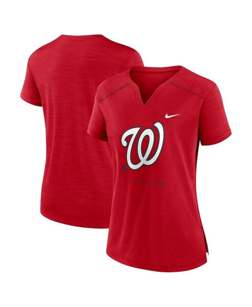 Women's Red Washington Nationals Pure Pride Boxy Performance Notch Neck T-shirt