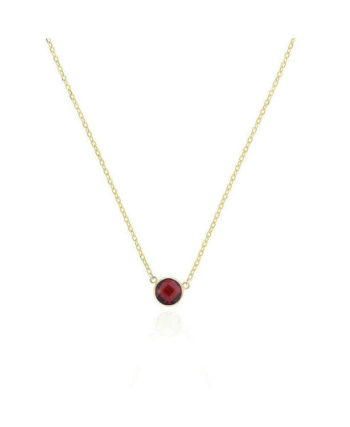 Garnet Single Bezel Necklace 14K Gold