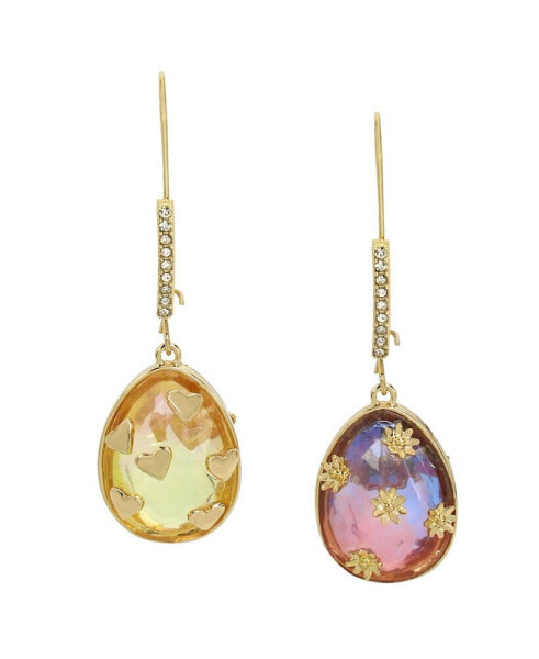 Faux Stone Easter Egg Mismatch Dangle Earrings