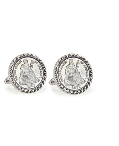 Seated Liberty Silver Dime Rope Bezel Coin Cuff Links