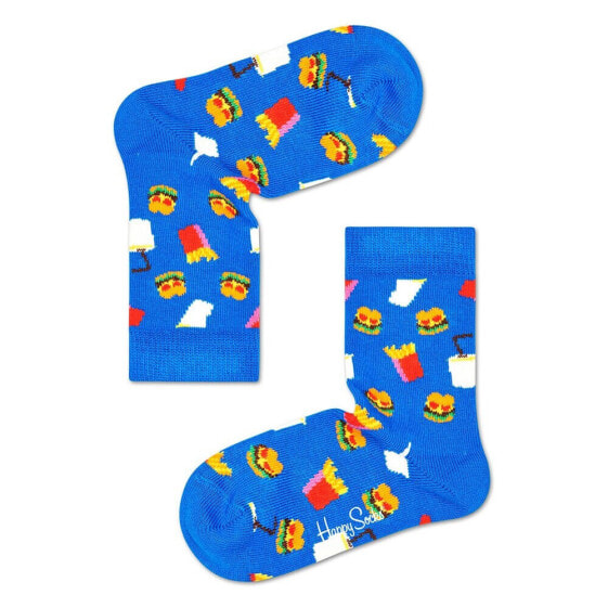 Носки детские Happy Socks HS180-A с рисунком гамбургера на голубом фоне