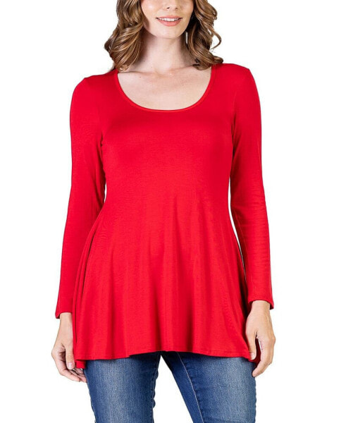 Women's Long Sleeve Swing Style Flare Tunic Top