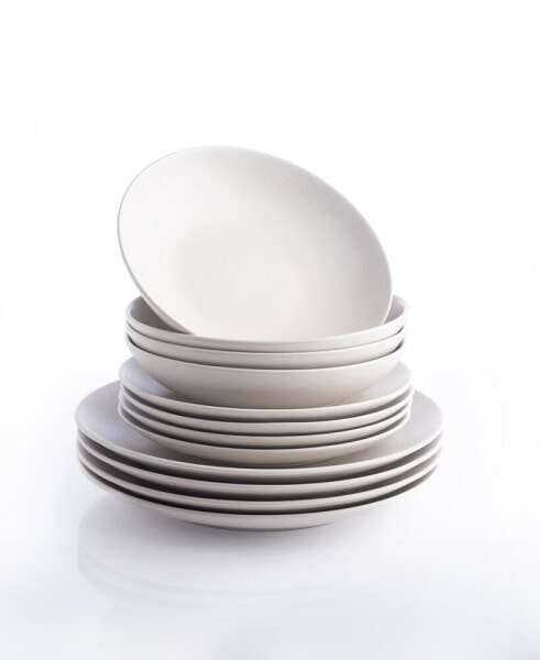 Porto by Semplice Stoneware Full Dinnerware Set, 12 Pcs, Service for 4
