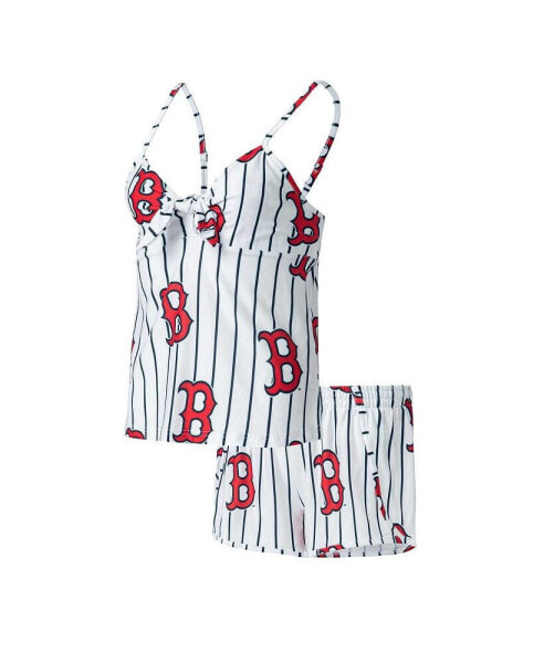 Women's White Boston Red Sox Reel Allover Print Tank Top and Shorts Sleep Set