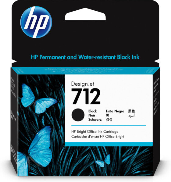 HP 712 80-ml Black DesignJet Ink Cartridge - High (XL) Yield - Pigment-based ink - 80 ml - 1 pc(s) - Single pack