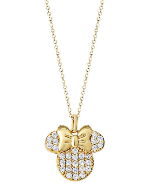 Cubic Zirconia Minnie Mouse 18" Pendant Necklace in 18k Gold-Plated Sterling Silver