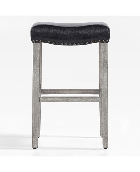 29" Upholstered Saddle Seat Faux Leather Bar Stool