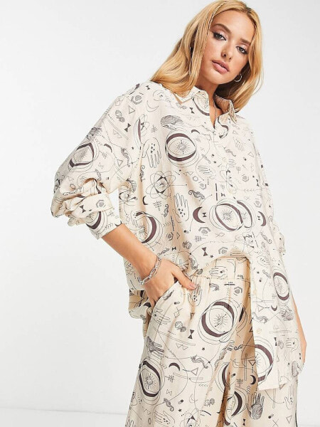 Object oversized co-ord shirt in cosmic print