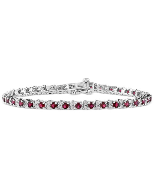 EFFY® Sapphire (3-7/8 ct. t.w) & Diamond (1/4 ct. t.w.) Tennis Bracelet in Sterling Silver (Also available in Emerald and Ruby)