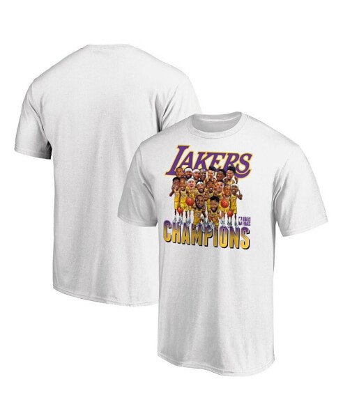 Men's White Los Angeles Lakers 2020 NBA Finals Champions Team Caricature T-shirt
