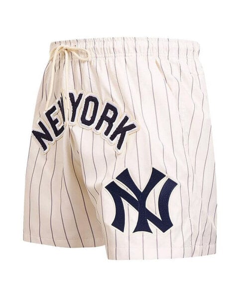 Men's Cream New York Yankees Pinstripe Retro Classic Woven Shorts