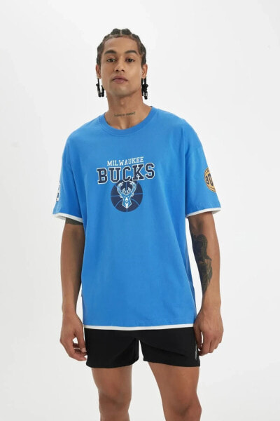 Fit Nba Milwaukee Bucks Boxy Fit Bisiklet Yaka Kısa Kollu Tişört B9901ax24sm