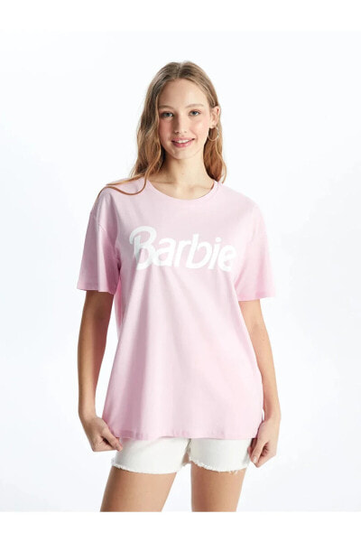 XSIDE Bisiklet Yaka Barbie Baskılı Kısa Kollu Kadın Tişört