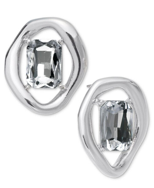 Silver-Tone Rectangle Crystal Open Drop Earrings, Created for Macy's