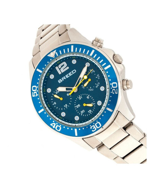 Quartz Pegasus Blue Face Multi-Function Silver Alloy Watch 46mm