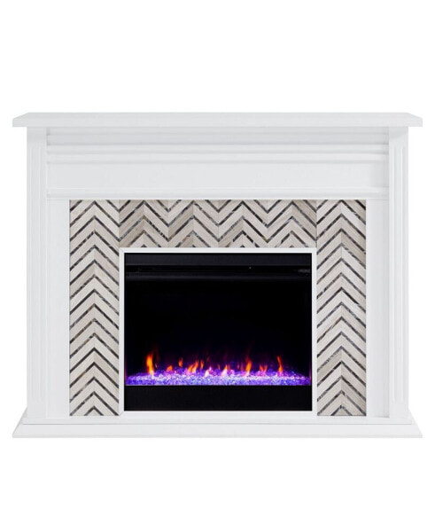Elior Marble Tiled Color Changing Electric Fireplace