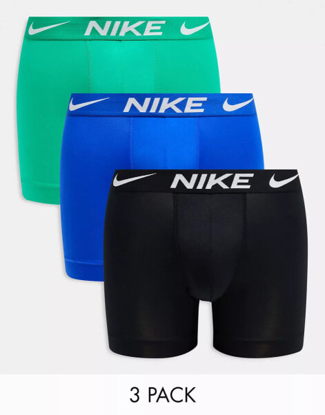 Nike Dri-Fit Essential Microfibre briefs 3 pack in green/black/blue