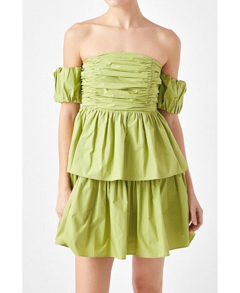 Women's Ruched Off The Shoulder Mini Dress