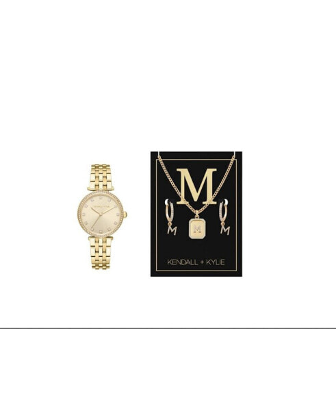 Часы и аксессуары KENDALL + KYLIE Шикарные наручные часы Analog Shiny Золотистого цвета 34 мм Gift Set