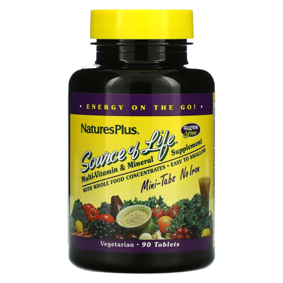 Source of Life, Original Mini-Tabs, Multivitamin & Mineral Supplement, Iron Free, 90 Tablets
