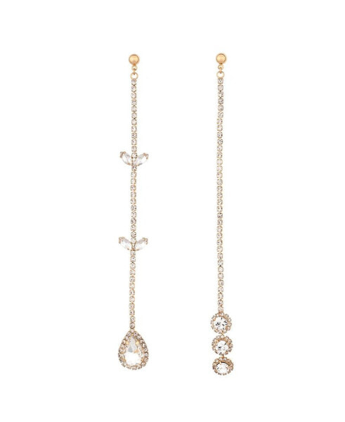 Mix It Up Crystal 18K Gold Plated Asymmetrical Earrings