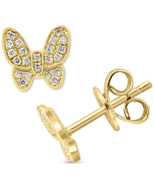 EFFY Diamond (1/8 ct.t.w.) Butterfly Stud Earrings in Sterling Silver or 14k Gold-Plated Sterling Silver