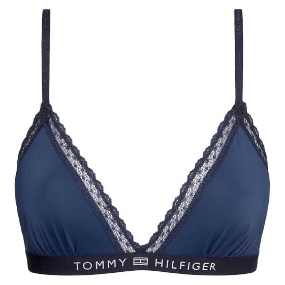 TOMMY HILFIGER Tonal Logo Lace Unlined Triangle Bra