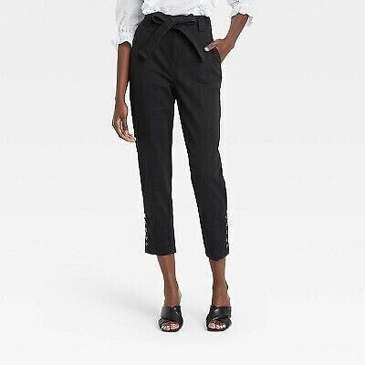 Women's Button Hem Ankle Length Pants - Who What Wear Black 2