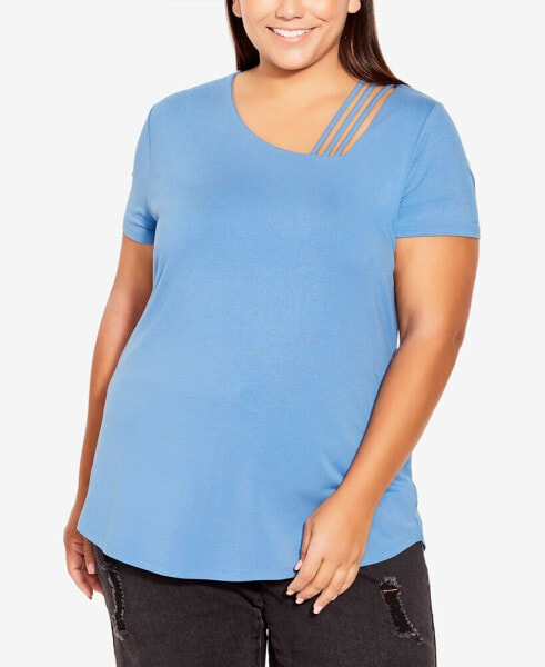 Plus Size V Cut Out Short Sleeve Top