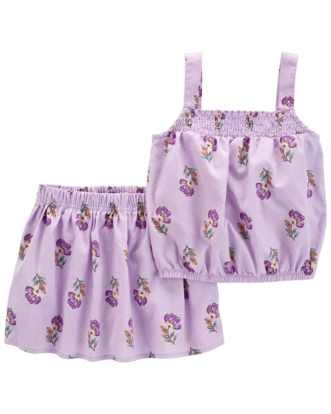 Toddler 2-Piece Floral Linen Tank & Skort Set 5T