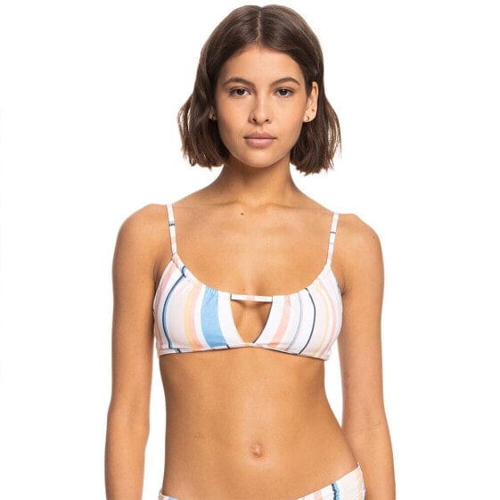 Плавательный топ Roxy Sd Beach Classics Bralette Bikini - Печатный, бра-лет для женщин - Умеренная поддержка - Съемные вкладыши - ROXY резиновая нашивка - 87% Переработанный нейлон, 13% Эластан