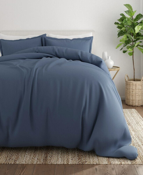 Double Brushed Solid Duvet Cover Set, Full/Queen