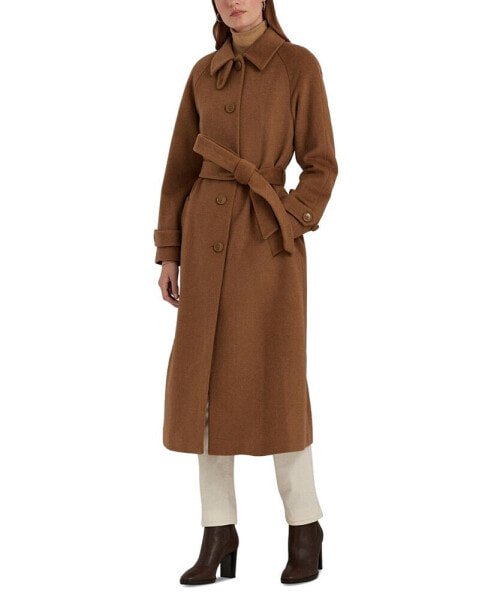 Women's Wool Blend Maxi Belted Wrap Coat