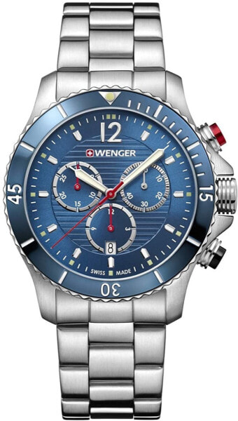 Мужские наручные часы с серебряным браслетом Wenger Men's Quartz Watch with Stainless Steel Strap, Silver, 22 (Model: 01.0643.111)