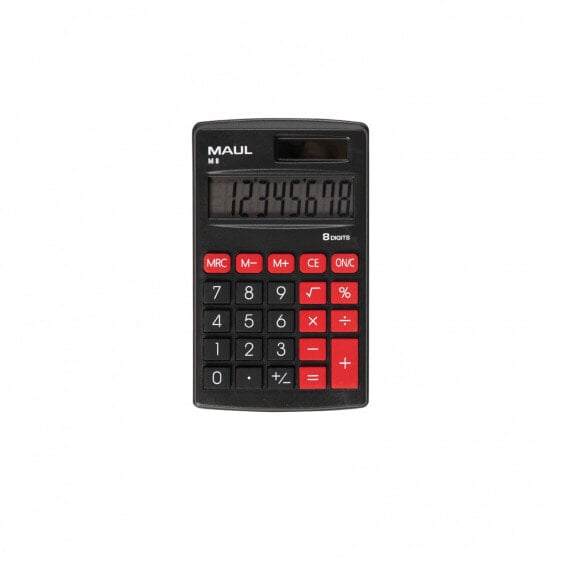 Калькулятор настольный JAKOB MAUL GMBH MAUL M 8 - Карманный - Дисплей - 8 цифр - 1 строка - Батарейное/Солнечное питание - Черный - Красный