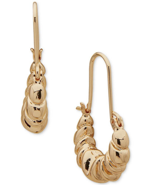 Gold-Tone Weave Elongated Hoop Earrings