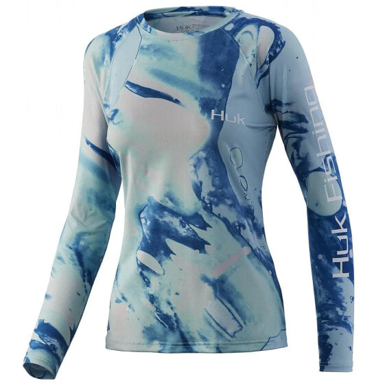 HUK Women's Tie Dye Lava Long Sleeve Pursuit - Sea Foam Long Sleeve Shirt