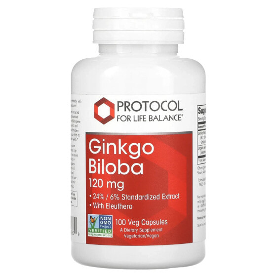 Травяной препарат Гинкго Билоба Protocol For Life Balance 120 мг, 100 капсул