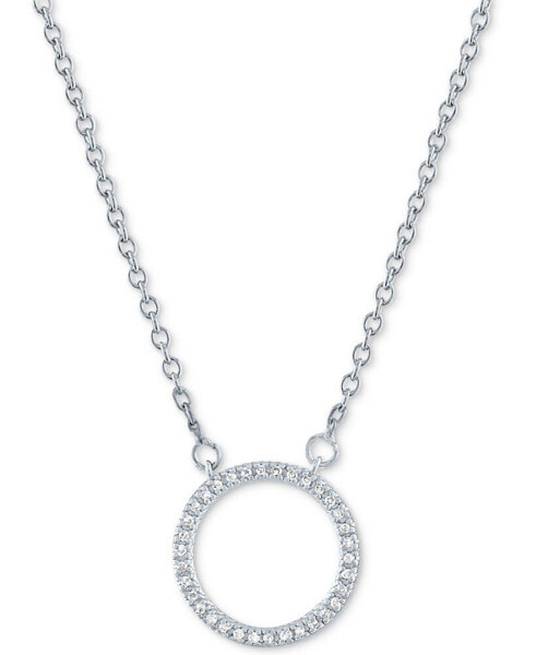 Diamond Accent Circle Pendant Necklace in Sterling Silver, 16" + 2" extender