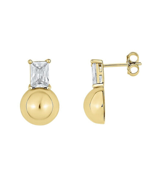 Cubic Zirconia 18K Gold Plated Post Earring