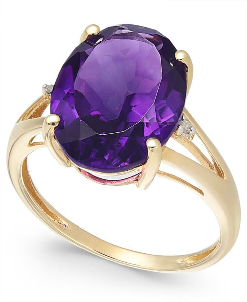 Amethyst (5 ct. t.w.) and Diamond Accent Oval Ring in 14k Gold (Also Available in Mystic Topaz, Blue Topaz, & Prasolite)