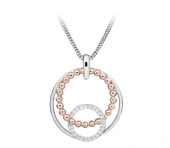 Modern bicolor necklace with cubic zircons SC446