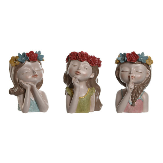 Decorative Figure Home ESPRIT Multicolour Women 18 x 15 x 26 cm (3 Units)