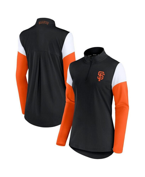 Women's Black and Orange San Francisco Giants Authentic Fleece Quarter-Zip Jacket
