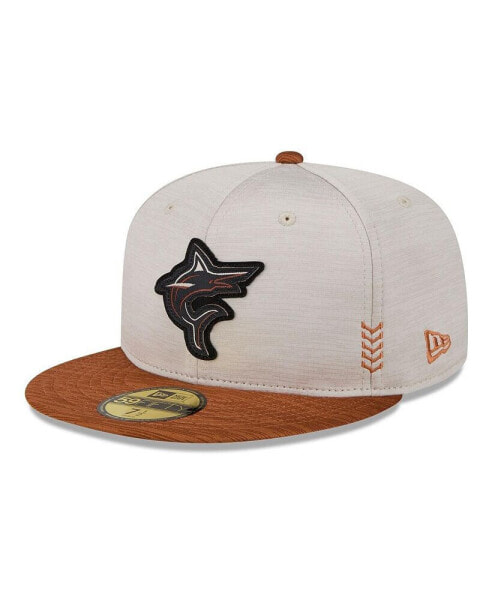 Men's Stone, Brown Miami Marlins 2024 Clubhouse 59FIFTY Fitted Hat