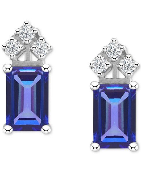 Ruby (1-3/8 ct. t.w.) & Diamond (1/8 ct. t.w.) Crown Stud Earrings in 14k White Gold (Also in Emerald & Tanzanite)