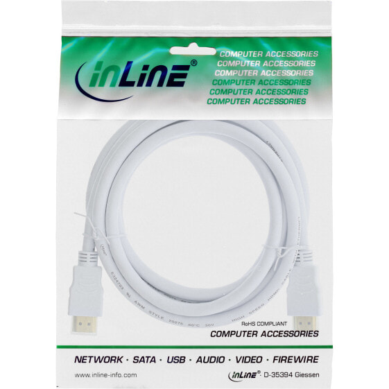 InLine High Speed HDMI Cable with Ethernet - M/M - white - golden contacts - 1.5m