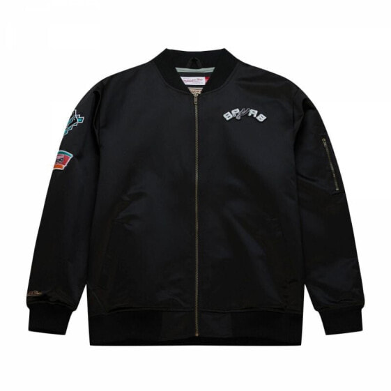 Mitchell & Ness Lightweight Satin Bomber San Antonio Spurs M Jacket SJKT6599-SASYYPPPBLCK