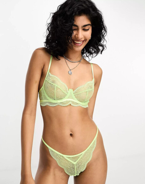 Hunkemoller Isabelle demi lace unpadded bra in green