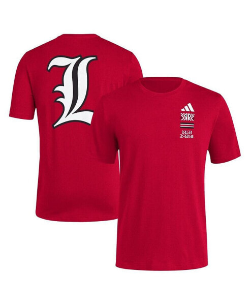 Men's Red Distressed Louisville Cardinals Reverse Retro Baseball 2 Hit T-shirt